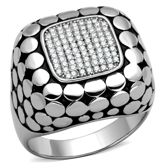 TS215 - Rhodium 925 Sterling Silver Ring with AAA Grade CZ in Clear