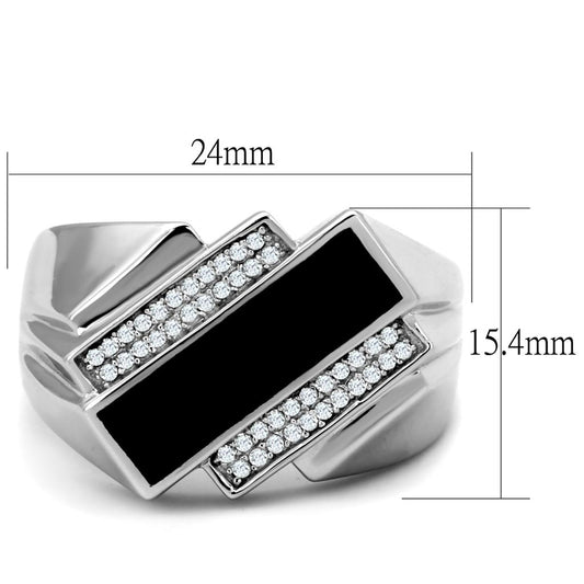 TS218 - Rhodium 925 Sterling Silver Ring with AAA Grade CZ in Clear