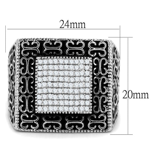 TS221 - Rhodium 925 Sterling Silver Ring with AAA Grade CZ in Clear
