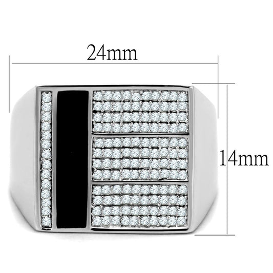 TS222 - Rhodium 925 Sterling Silver Ring with AAA Grade CZ in Clear