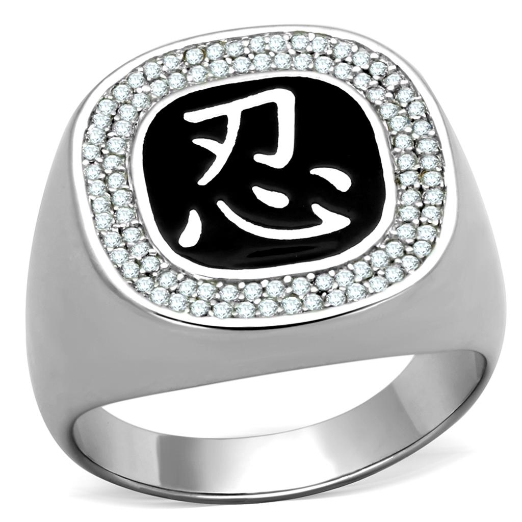 TS225 - Rhodium 925 Sterling Silver Ring with AAA Grade CZ in Clear