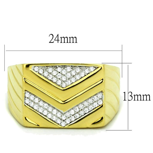 TS234 - Gold+Rhodium 925 Sterling Silver Ring with AAA Grade CZ in Clear