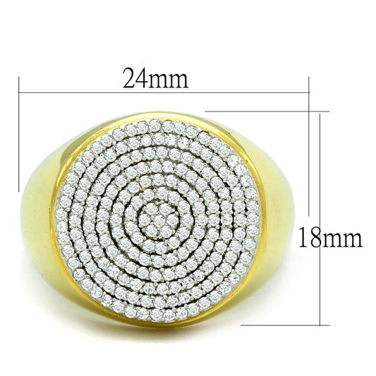 TS238 - Gold+Rhodium 925 Sterling Silver Ring with AAA Grade CZ in Clear