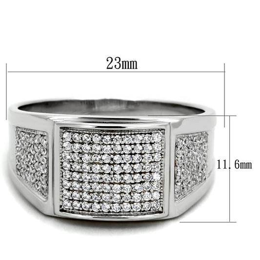 TS241 - Rhodium 925 Sterling Silver Ring with AAA Grade CZ in Clear