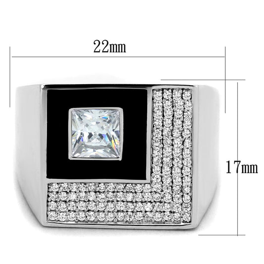 TS242 - Rhodium 925 Sterling Silver Ring with AAA Grade CZ in Clear