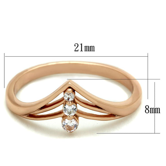TS283 - Rose Gold 925 Sterling Silver Ring with AAA Grade CZ in Clear