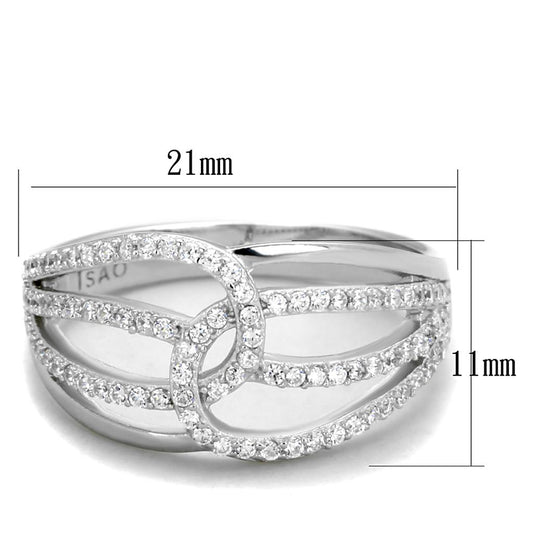 TS363 - Rhodium 925 Sterling Silver Ring with AAA Grade CZ in Clear