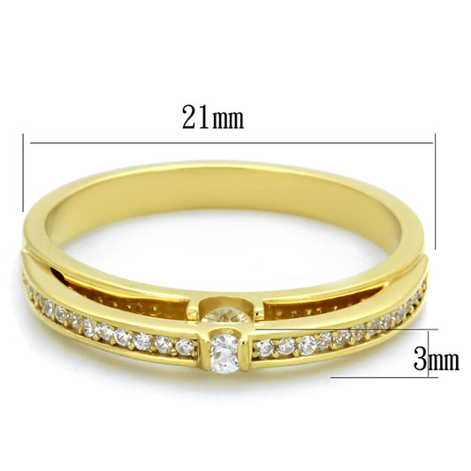 TS403 - Gold 925 Sterling Silver Ring with AAA Grade CZ in Clear