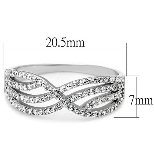 TS516 - Rhodium 925 Sterling Silver Ring with AAA Grade CZ in Clear