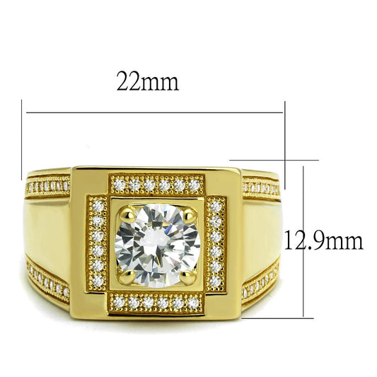 TS552 - Gold 925 Sterling Silver Ring with AAA Grade CZ in Clear