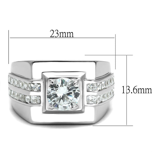 TS553 - Rhodium 925 Sterling Silver Ring with AAA Grade CZ in Clear