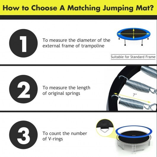 High-Elastic PP Replacement Jumping Mat-12 ft - Color: Black - Size: 12 ft