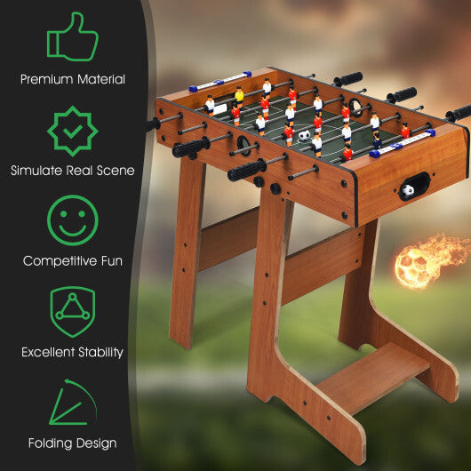 Space Saving Table Football with Durable Handle and 2 Footballs