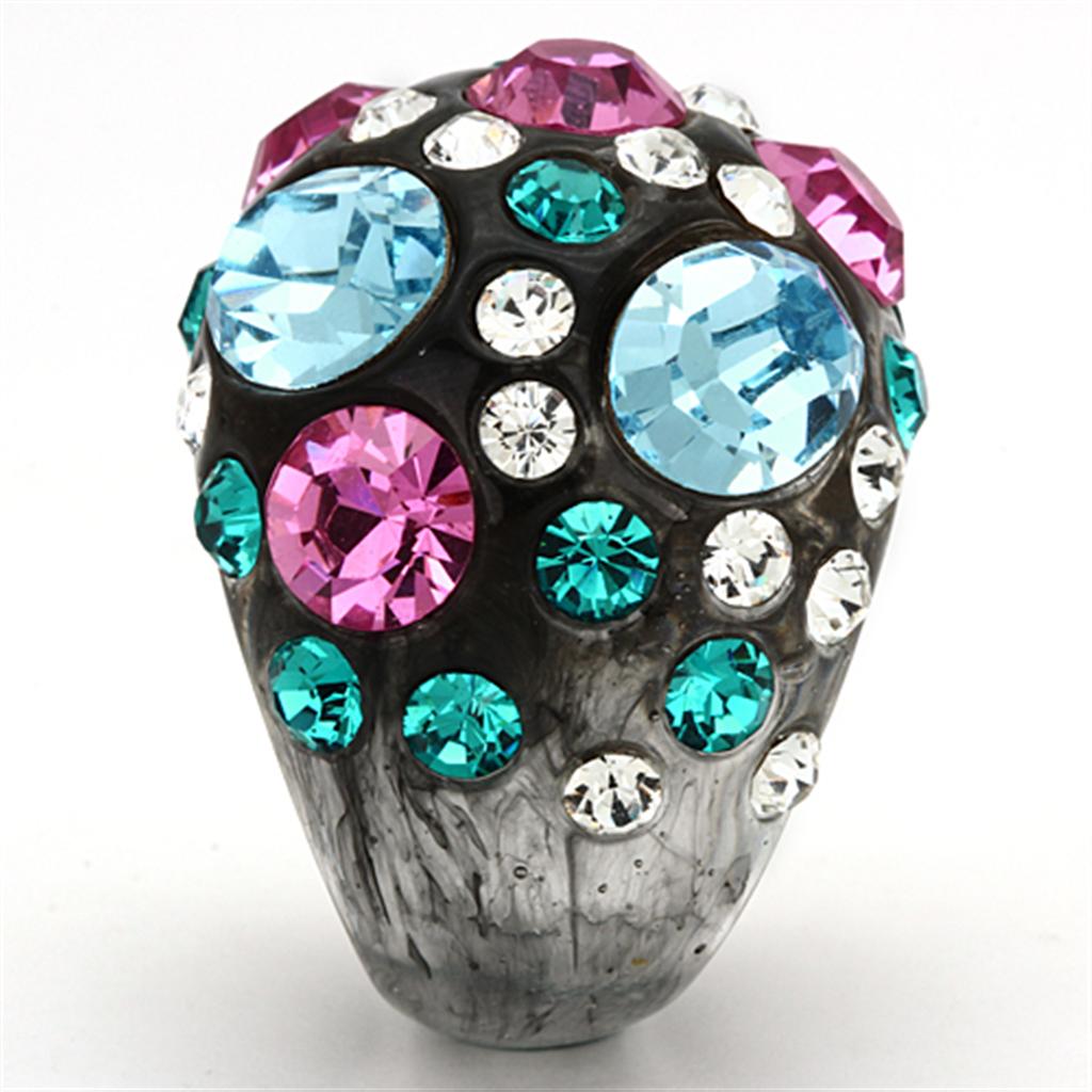 VL103 - Resin Ring with Top Grade Crystal in Multi Color