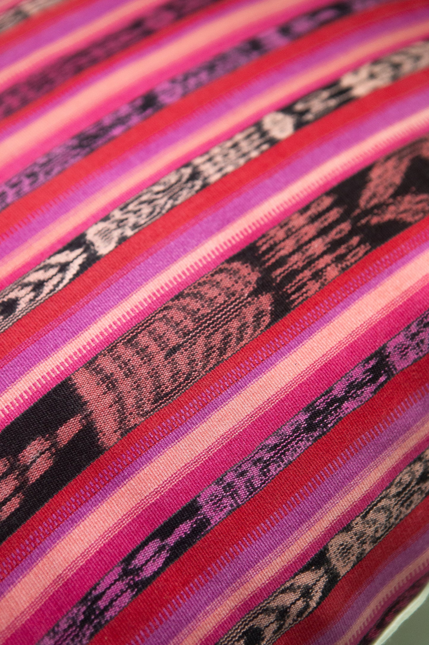 Vintage Magenta, Red and Black Ikat Pillow