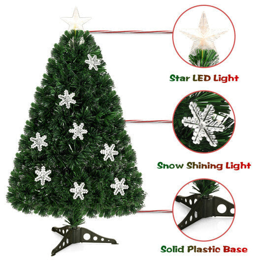Costway LED Optic Artificial Christmas Tree with Snowflakes-3 Feet