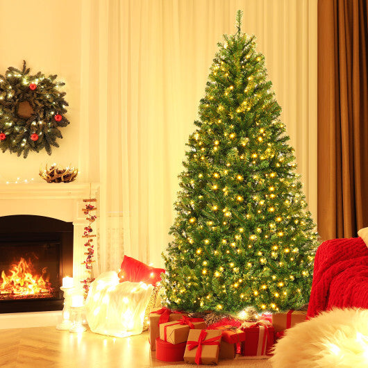 Costway 6Ft Pre-Lit Artificial Christmas Tree Hinged 350 LED Lights