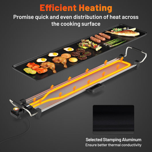 35 Inch Large Electric Griddle Nonstick BBQ Grill with Adjustable Temperature