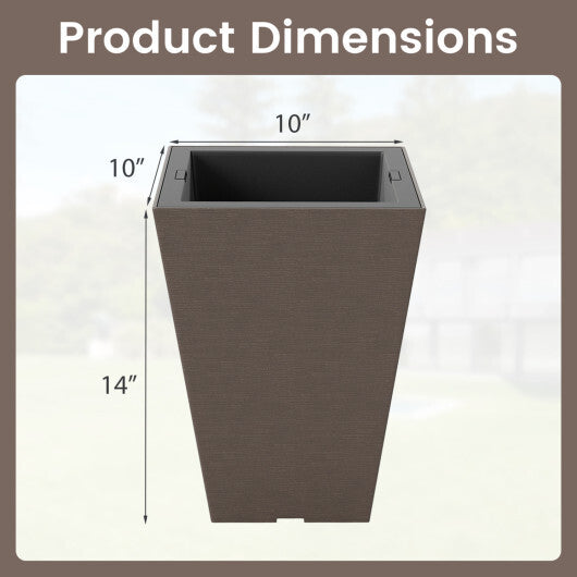 Costway Set of 2 Square Taper Planter with Removable Inner Bucket and Optional Drainage Hole-S