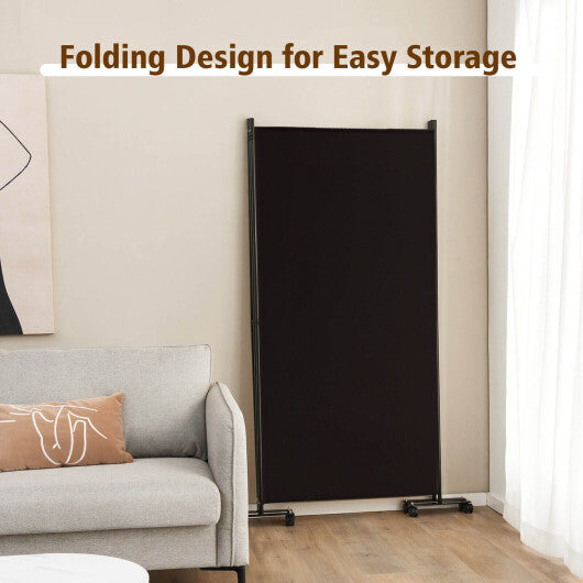 3-Panel Folding Room Divider 6Ft Rolling Privacy Screen with Lockable Wheels Brown