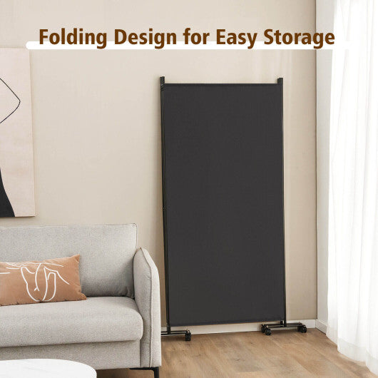 3-Panel Folding Room Divider 6Ft Rolling Privacy Screen withLockable Wheels Grey