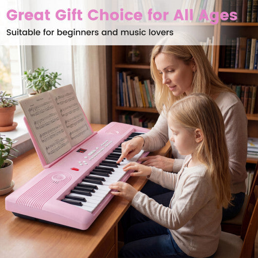 Costway 61 Key Electric Portable Digital Keyboard Piano for Beginner-Pink