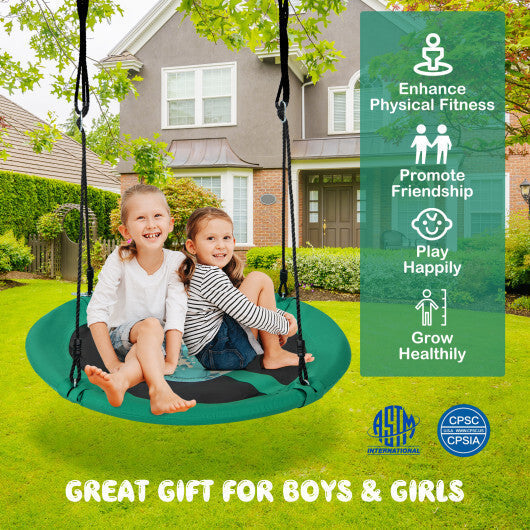 40" Flying Saucer Tree Swing Indoor Outdoor Play Set Swing for Kids Dark Green