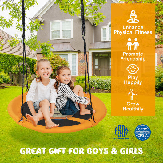 40" Flying Saucer Tree Swing Indoor Outdoor Play Set Swing for Kids Yellow