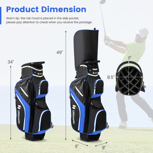 Costway Golf Cart Bag with 14 Way Top Dividers-Blue