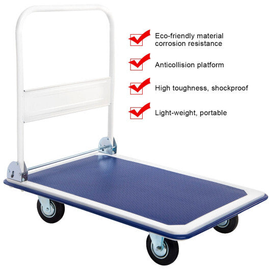 660lbs Platform Cart Dolly Folding Foldable Moving Warehouse Push Hand Truck