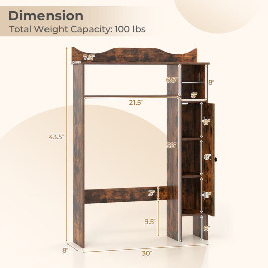 Costway Over the Toilet Storage Cabinet with Toilet Paper Holder-Rustic Brown
