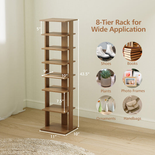 7-Tiers Vertical Wooden Space Saving Shoe Rack for Front Door-Natural