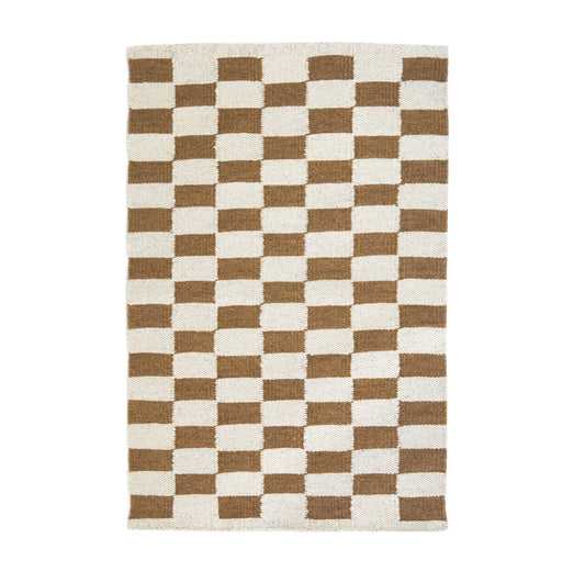 Zapotec Checkered Rug in Umber & Ivory