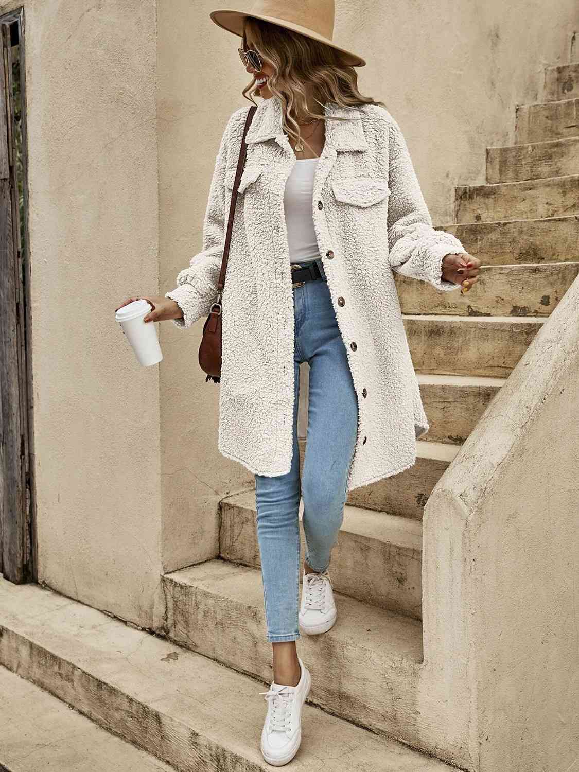 Women Collared Button Down Coat