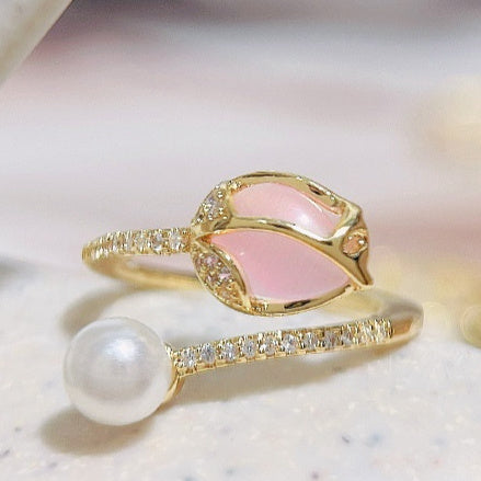 Tulip Bud Pearl Ring Female Fashion Minority Design