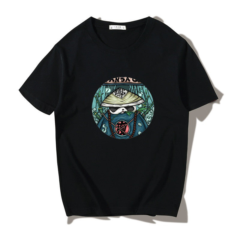 Short Sleeve T-shirt Men"s Fashion Brand Pure Cotton Harbor Style Versatile Summer New Loose Print Crew Neck Japanese