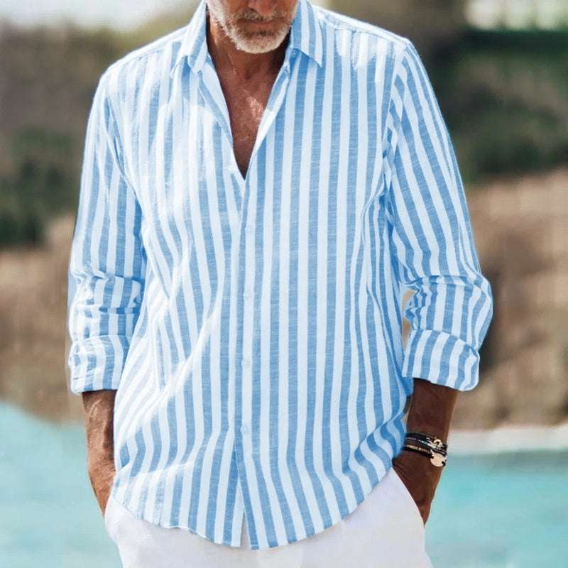 3D Printed Loose Long Sleeve Lapel Plaid Shirt