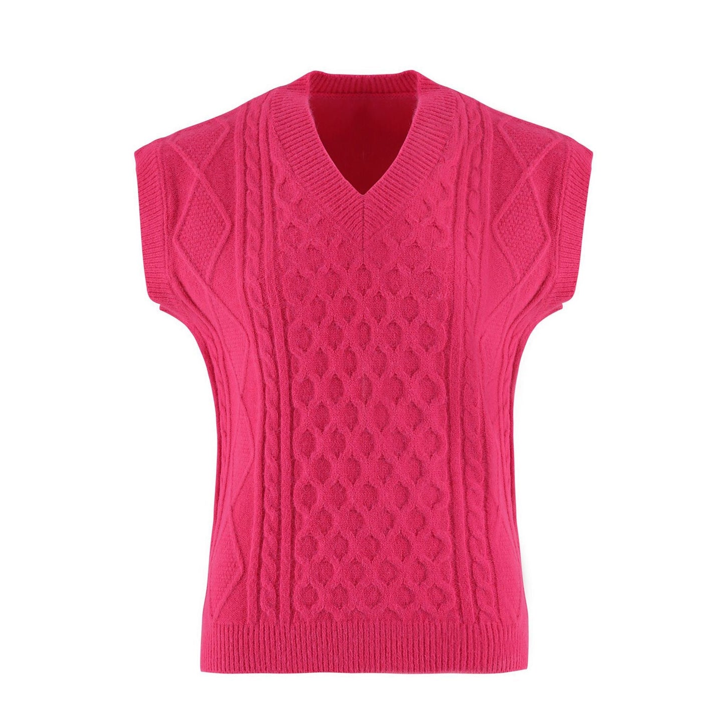 Women's V-neck Twisted Solid Color Top Sweater