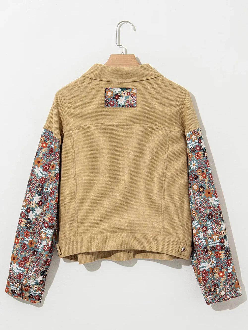 Printed Collared Neck Long Sleeve Jacket