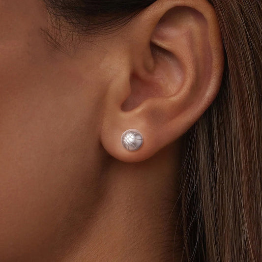 S925 Sterling Silver Basketball Stud Earrings
