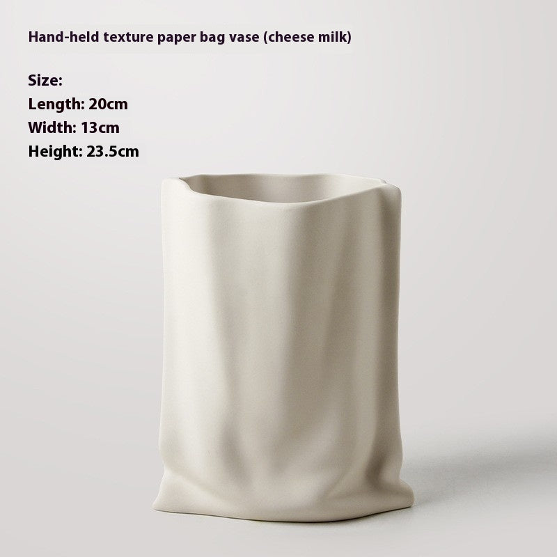 Ceramic Vase Silver-plated Simple Living Room Paper Bag Flower Arrangement