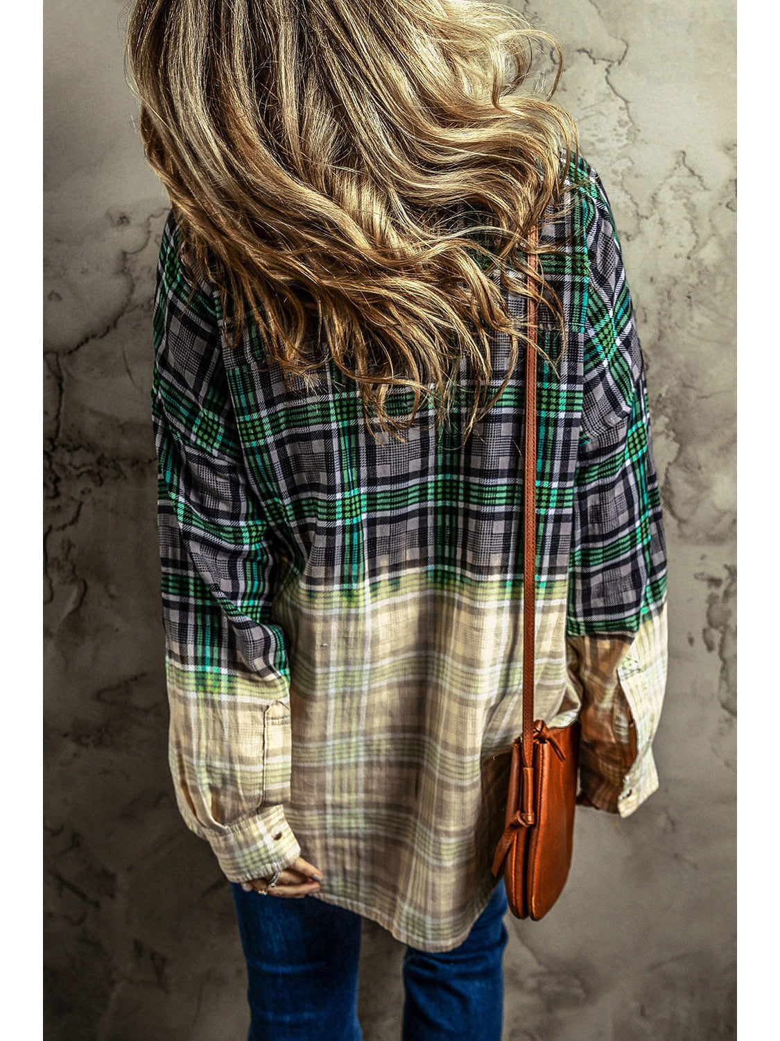 Women NicholesGifts Women Contrast Plaid Button Up Long Sleeve Shacket