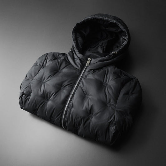 Embroidered Down Men's Plus Size Hooded Casual Down Jacket