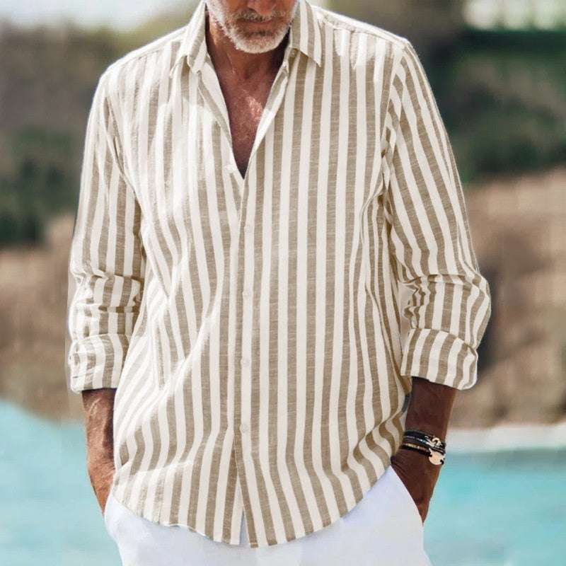 3D Printed Loose Long Sleeve Lapel Plaid Shirt