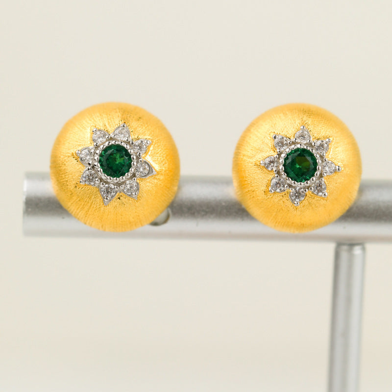 Vintage Court Elegant Round Brushed Earrings