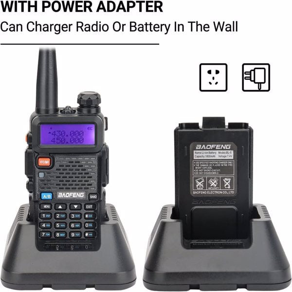Two Sets Of Baofeng UV-5R 5W Walkie Talkies