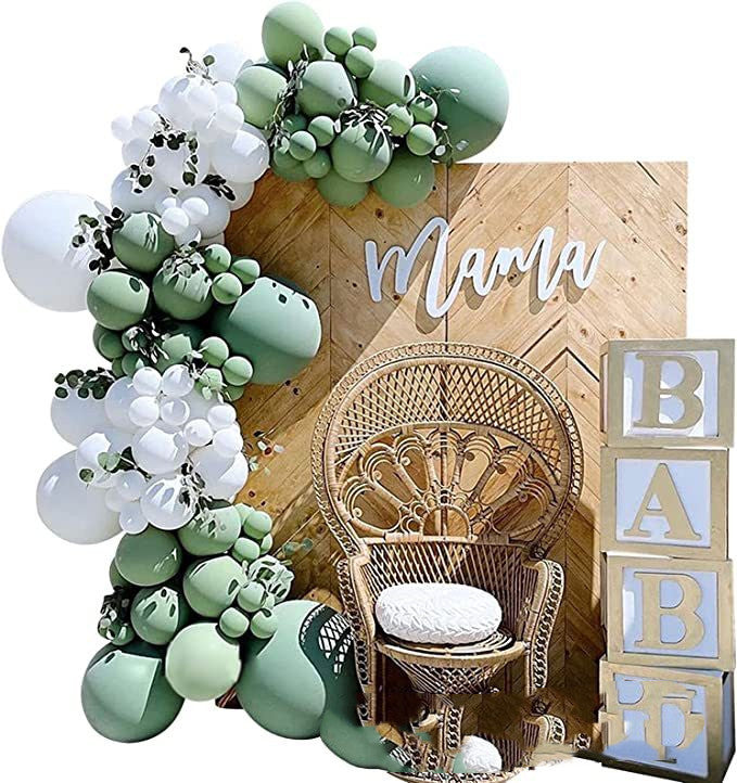 Vintage Avocado Green Party Supplies Latex Balloon Set