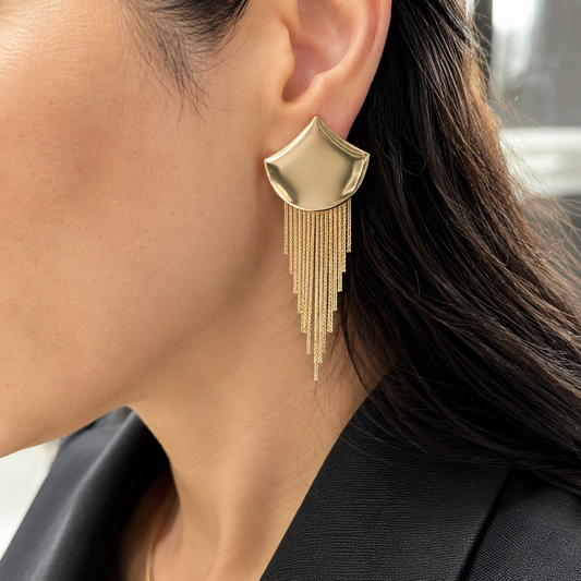 Fringe Tassel Earrings | Statement Waterfall Drop Earrings (L454A)