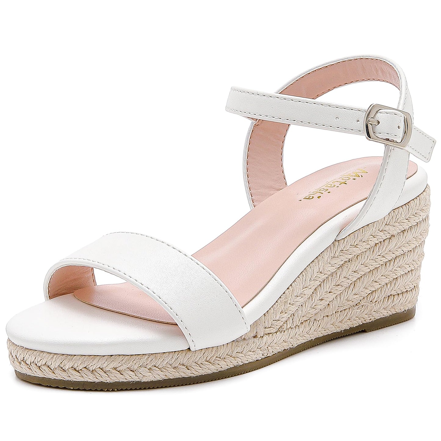Motasha Girls Wedge Sandals Platform Sandals Open Toe Girls Heels Espadrilles Ankle Strap Girls Dressy Sandals Summer Wedding Cute Wedges Big Little Kids (M7901 White 5)