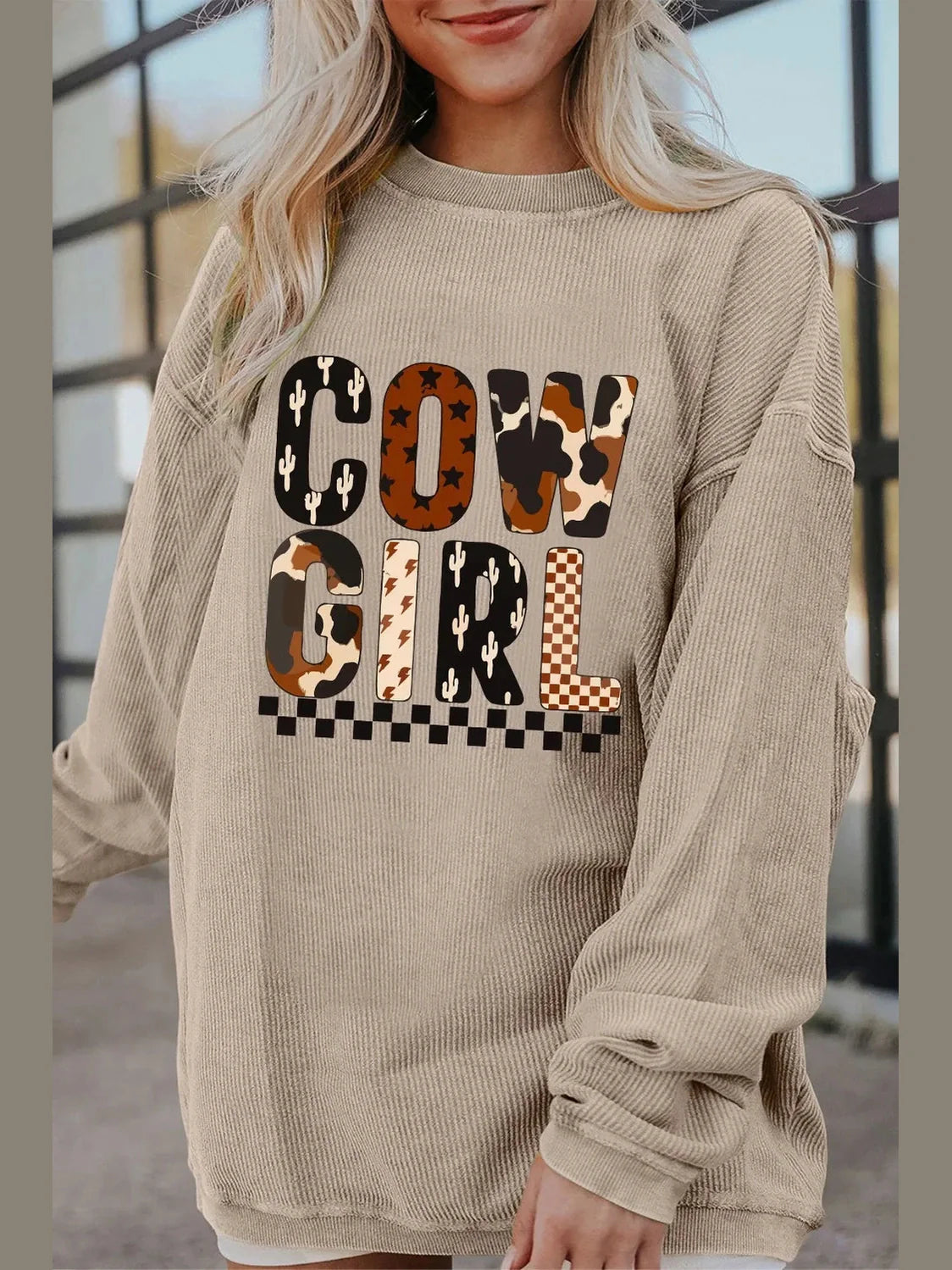 Cowgirl Graphic Long Sleeve Sweatshirt